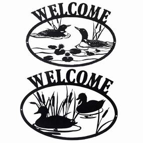 Metal Loon Welcome Sign wall pendant decor