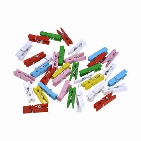 Mini Multicolored Wooden Clothes Pins, 1-3/8-Inch, 35-Piece wooden room decoration