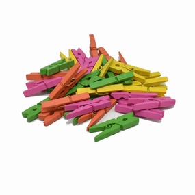 Mini Wood Clothespin Assortment, Neon, 1-1/8-Inch, 32-Piece wooden room decoration