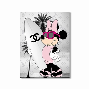 Minnie Surfs by daveschloffiart framed mural artwork