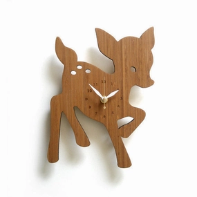 Modern Fawn Bamboo Wall Clock minimalist art object  