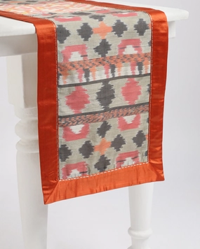 Mohali Weft Ikat Cotton Silk Table Runner ceramic table ornament
