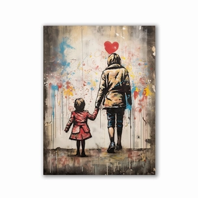 Mom and Girl by Daniel Decker framed mural artwork
