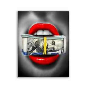 Money Kiss framed mural artwork
