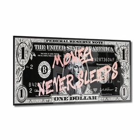 Money Never Sleeps Ros on Acrylic framed mural artwork
