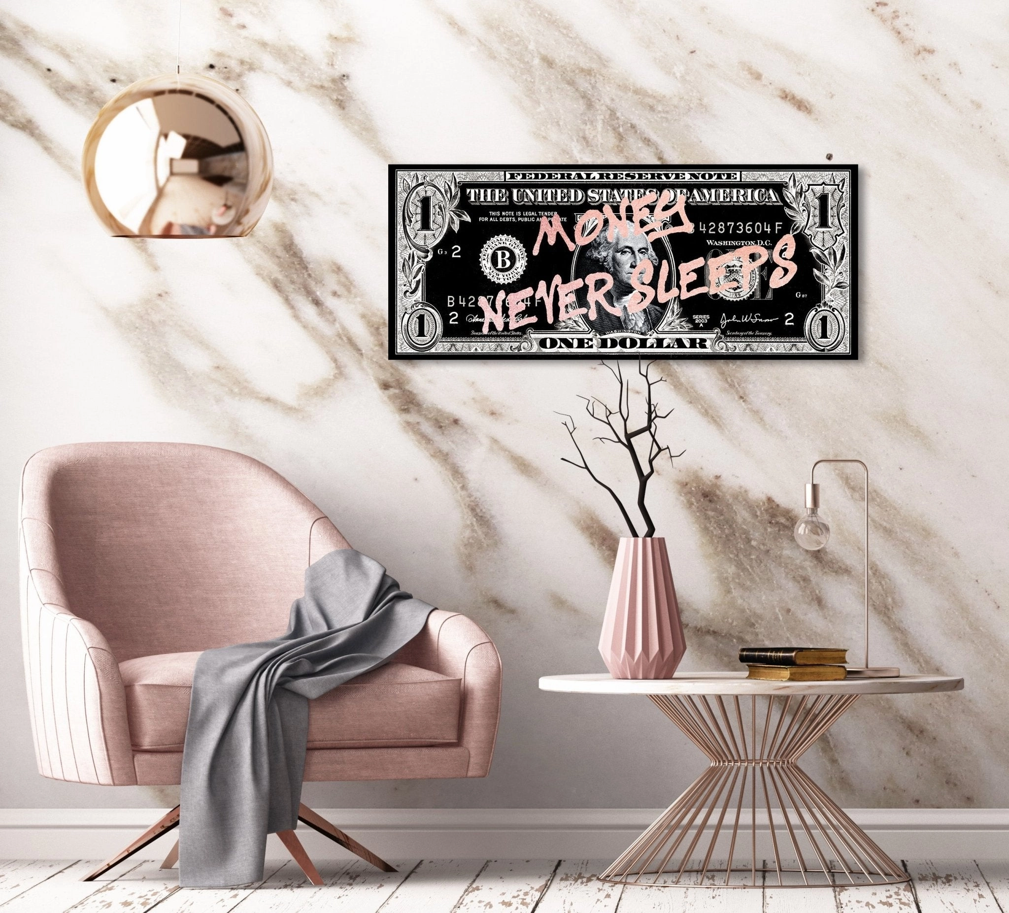 Money Never Sleeps Ros on Acrylic