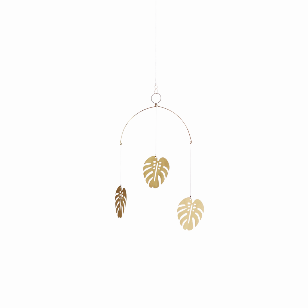 Monstera Leaf Brass Wall Hanging minimalist art object  