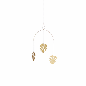 Monstera Leaf Brass Wall Hanging minimalist art object  
