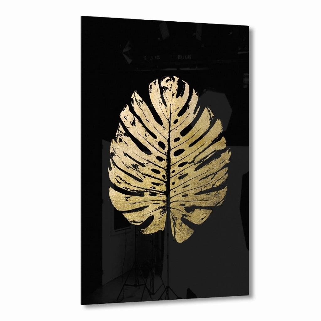 Monstera No. 2 Gold on Acrylic framed mural artwork