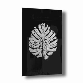 Monstera No.2 Silver on Acrylic framed mural artwork