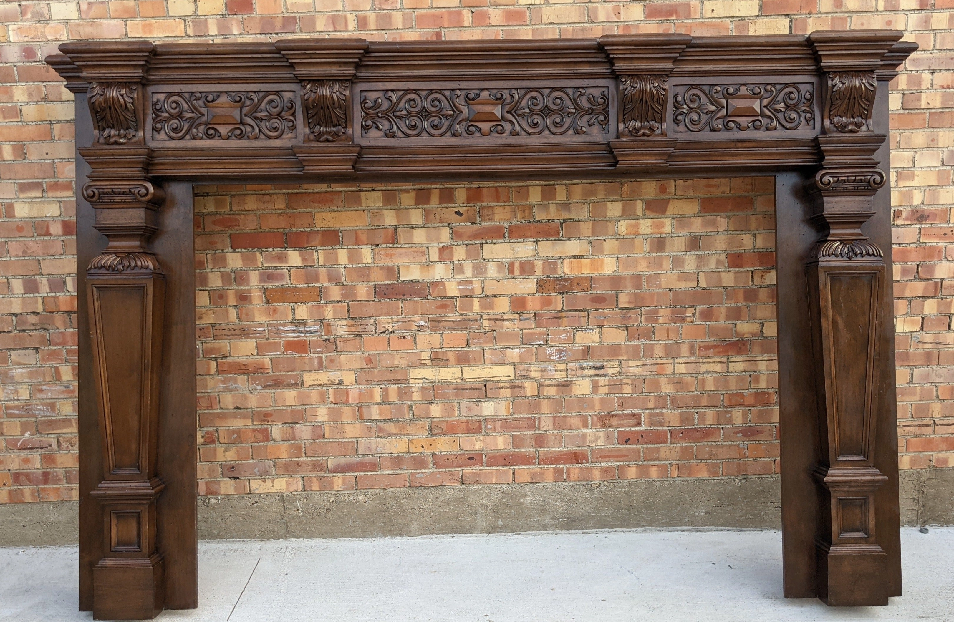 MONUMENTAL FIREPLACE MANTEL AND OVERMANTLE