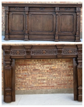 MONUMENTAL FIREPLACE MANTEL AND OVERMANTLE artistic wall mural