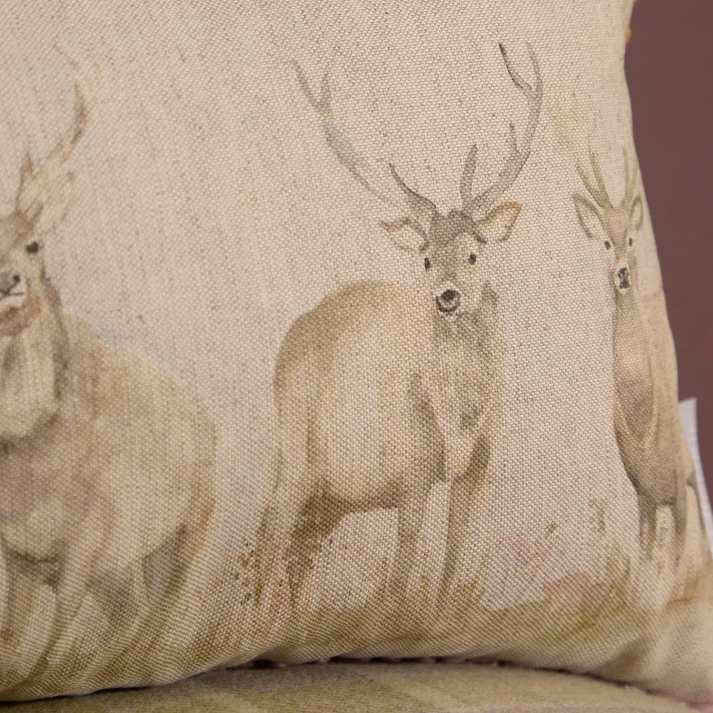 Moorland Stag Printed Cushion Natural