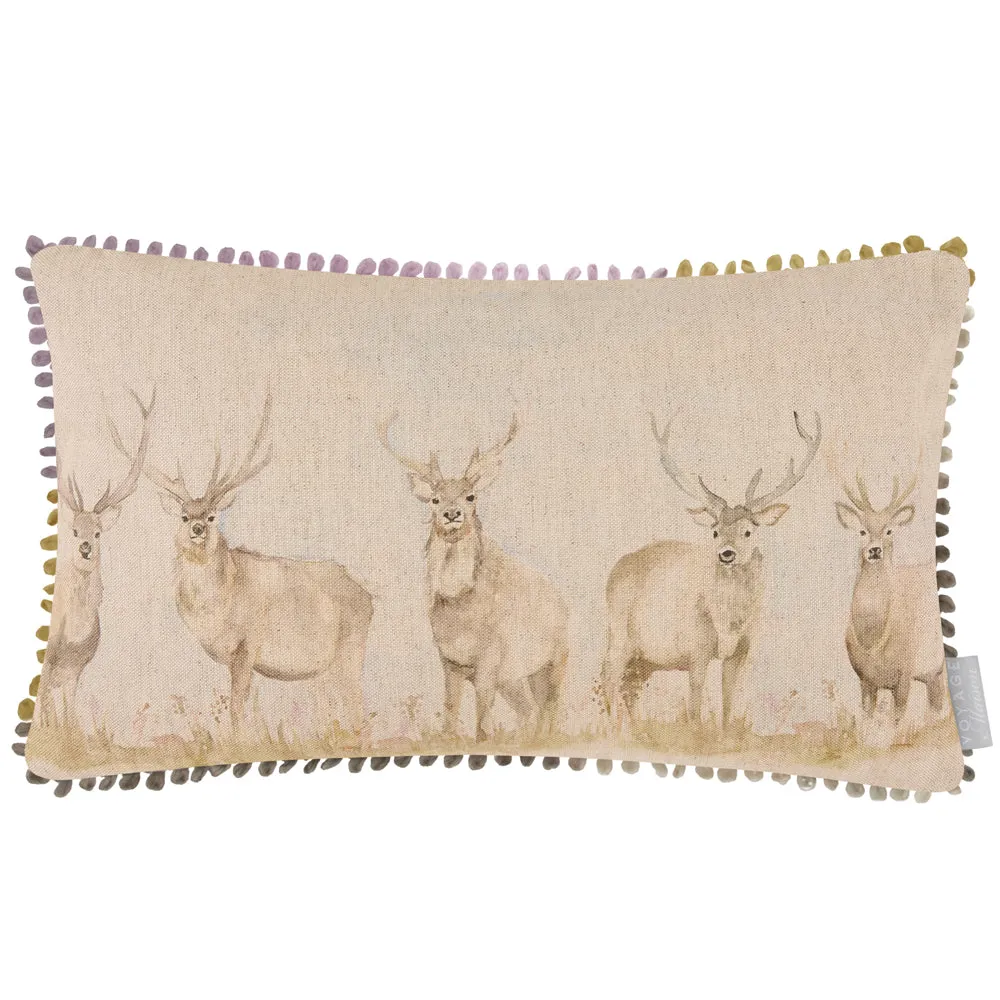 Moorland Stag Printed Cushion Natural