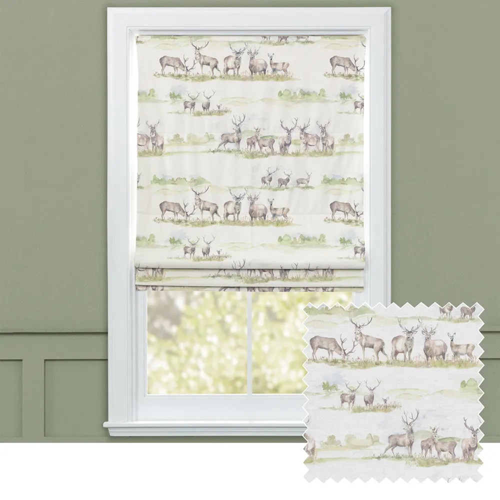 Moorland Stag Printed Linen Made to Measure Roman Blinds Natural chic floor carpet  