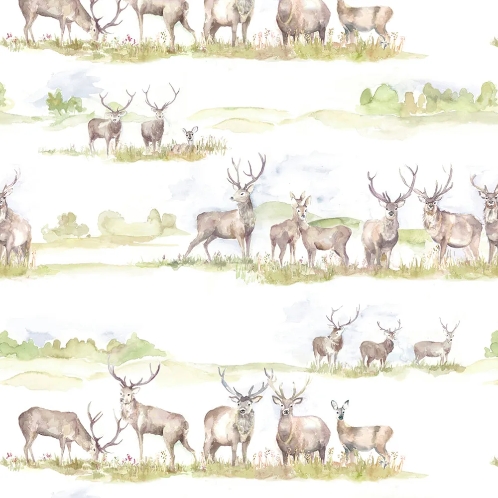 Moorland Stag Printed Linen Made to Measure Roman Blinds Natural