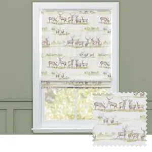 Moorland Stag Printed Linen Made to Measure Roman Blinds Natural chic floor carpet  