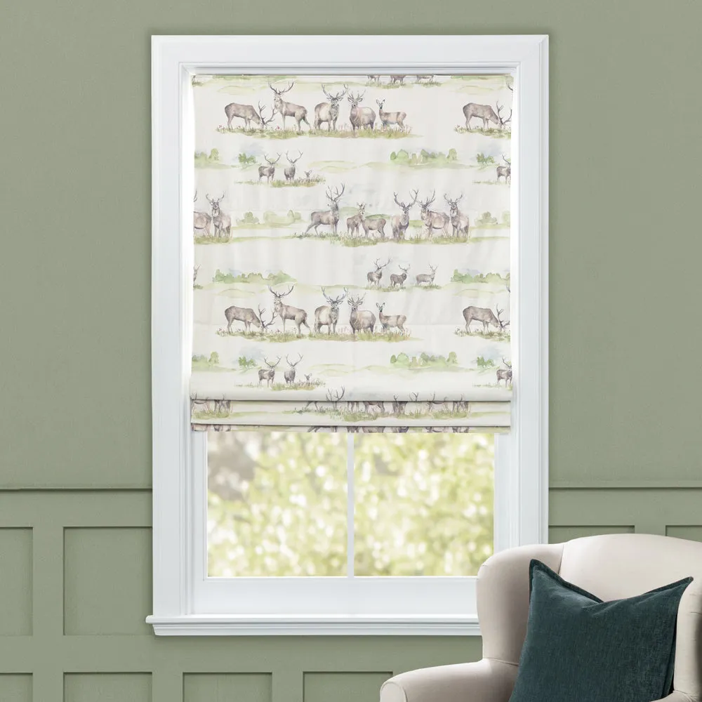 Moorland Stag Printed Linen Made to Measure Roman Blinds Natural
