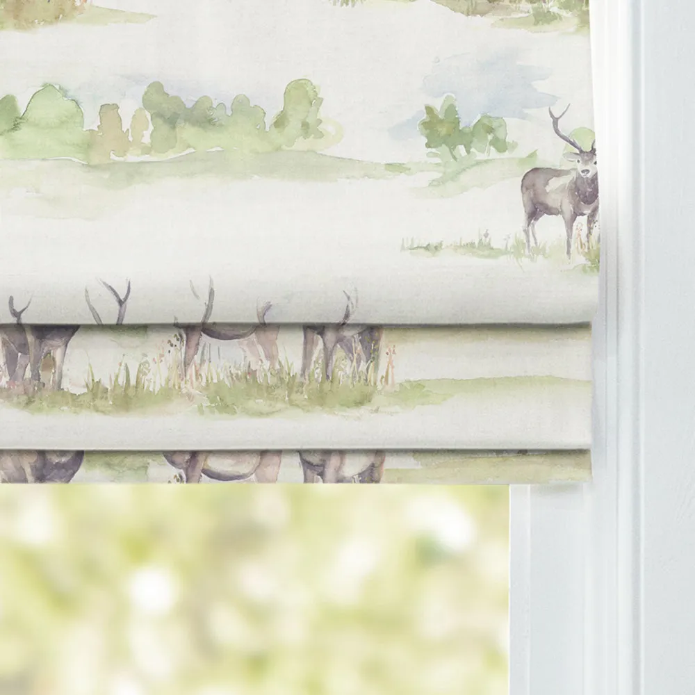 Moorland Stag Printed Linen Made to Measure Roman Blinds Natural