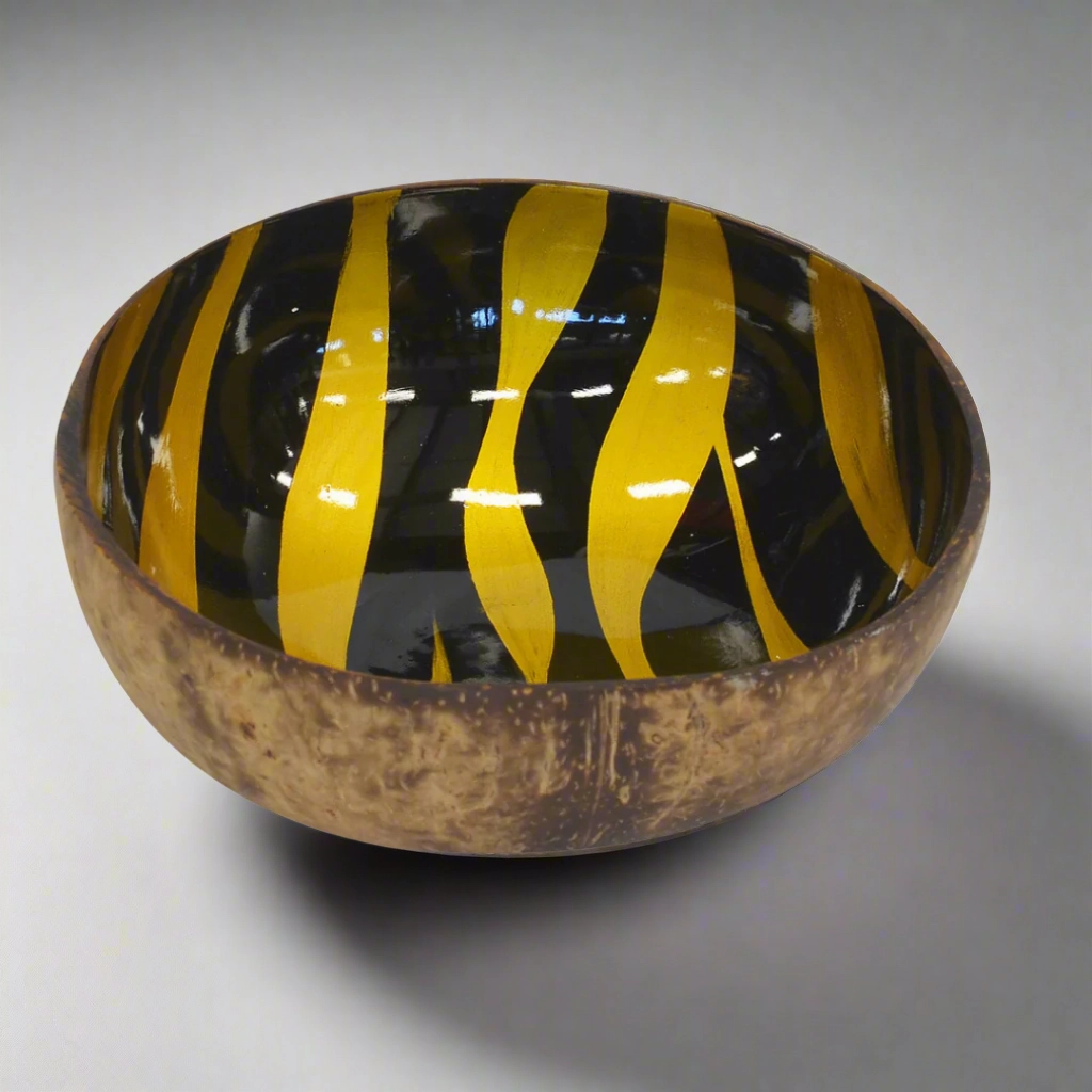 Mop coconut bowl zebra yellow decorative home ornament