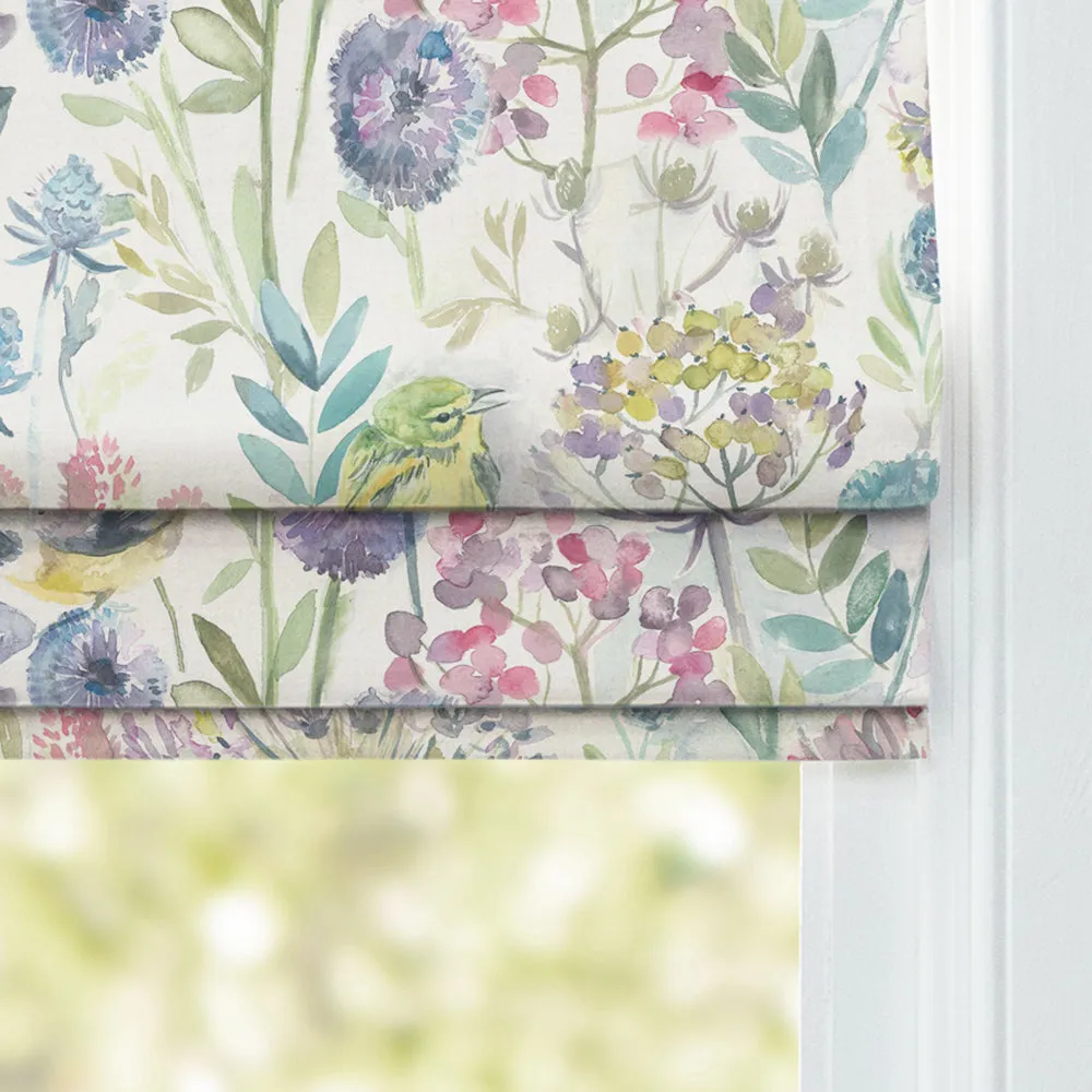 Morning Chorus Printed Linen Made to Measure Roman Blinds Cream