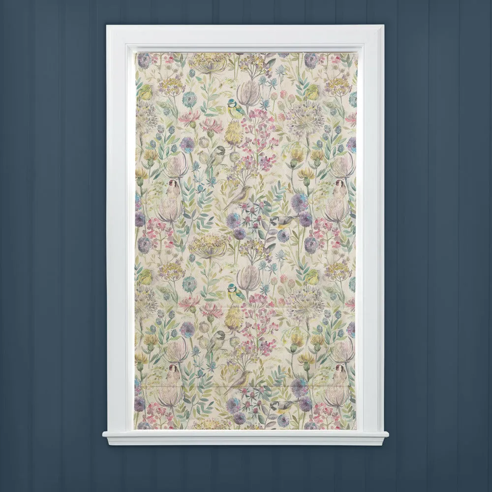 Morning Chorus Printed Linen Made to Measure Roman Blinds Natural
