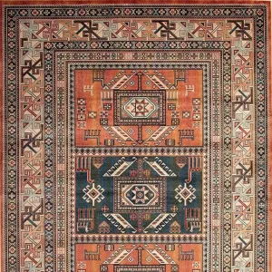 Mortsel Orange/Multi 5'3" X 7'6" Area Rug neutral everyday carpet