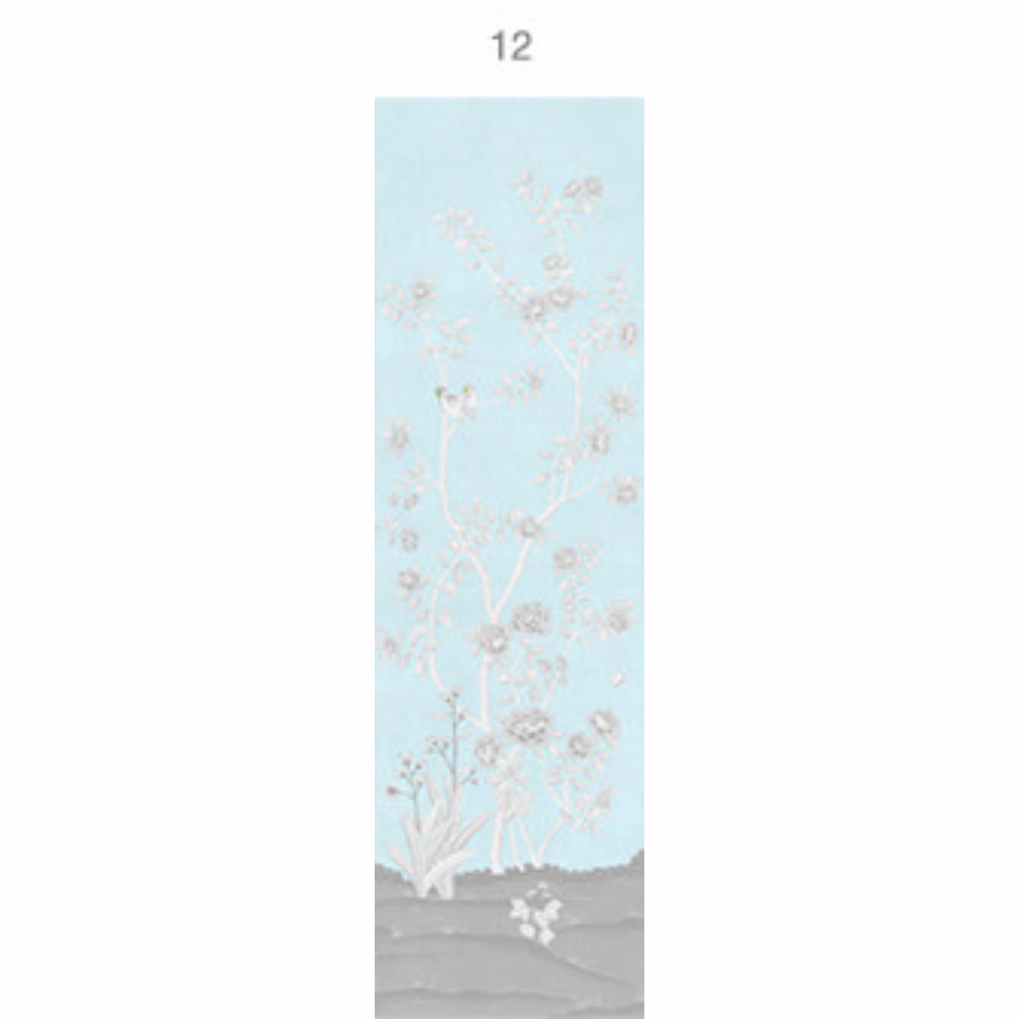 Mughal Garden Chinoiserie Mural Wallpaper Panels in Sky