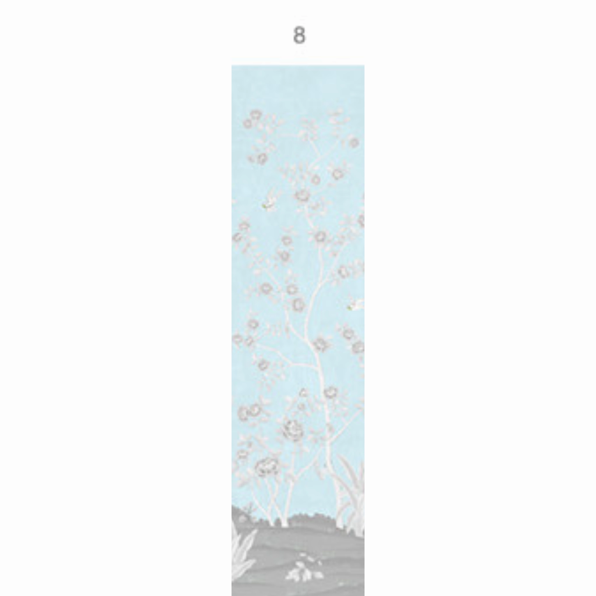 Mughal Garden Chinoiserie Mural Wallpaper Panels in Sky