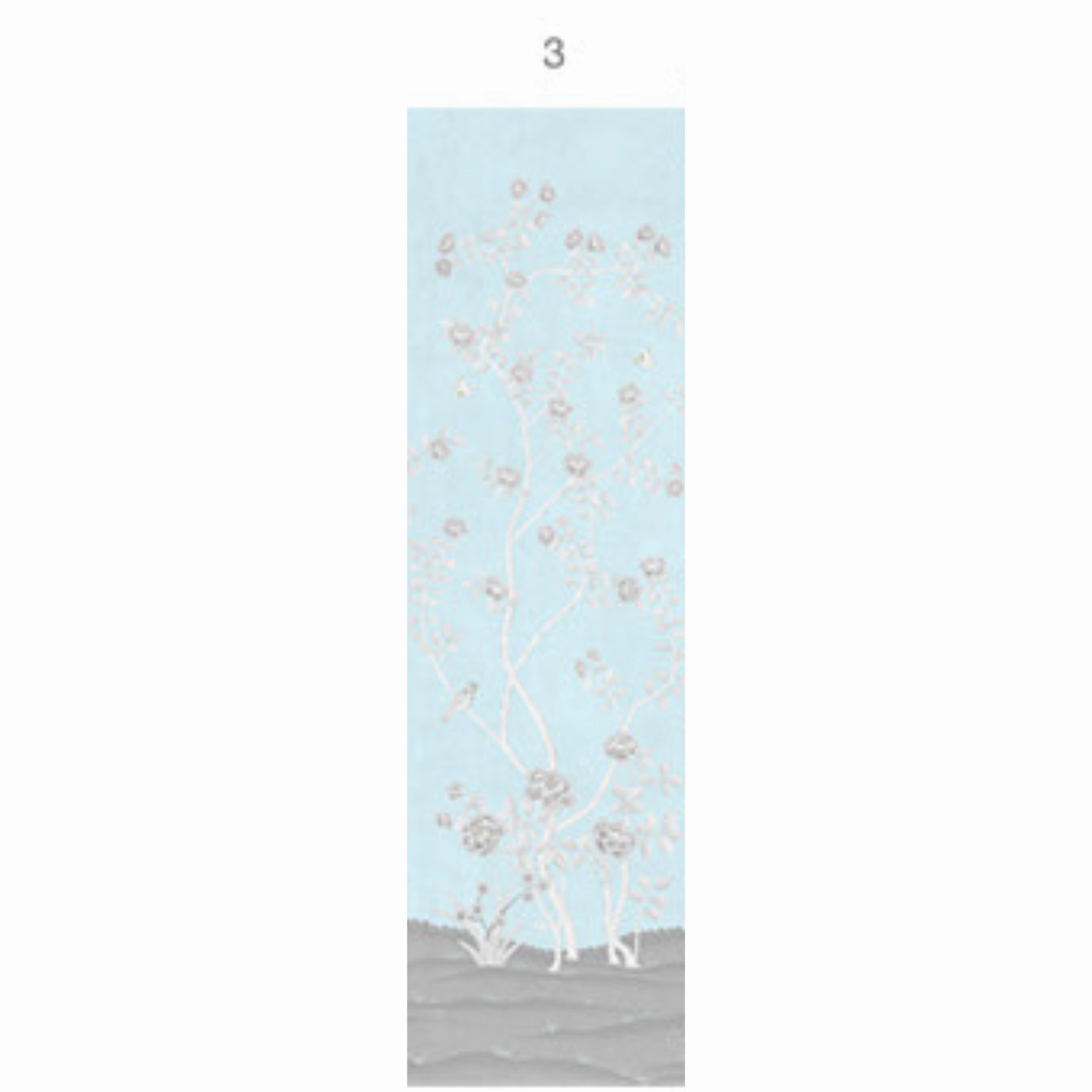 Mughal Garden Chinoiserie Mural Wallpaper Panels in Sky