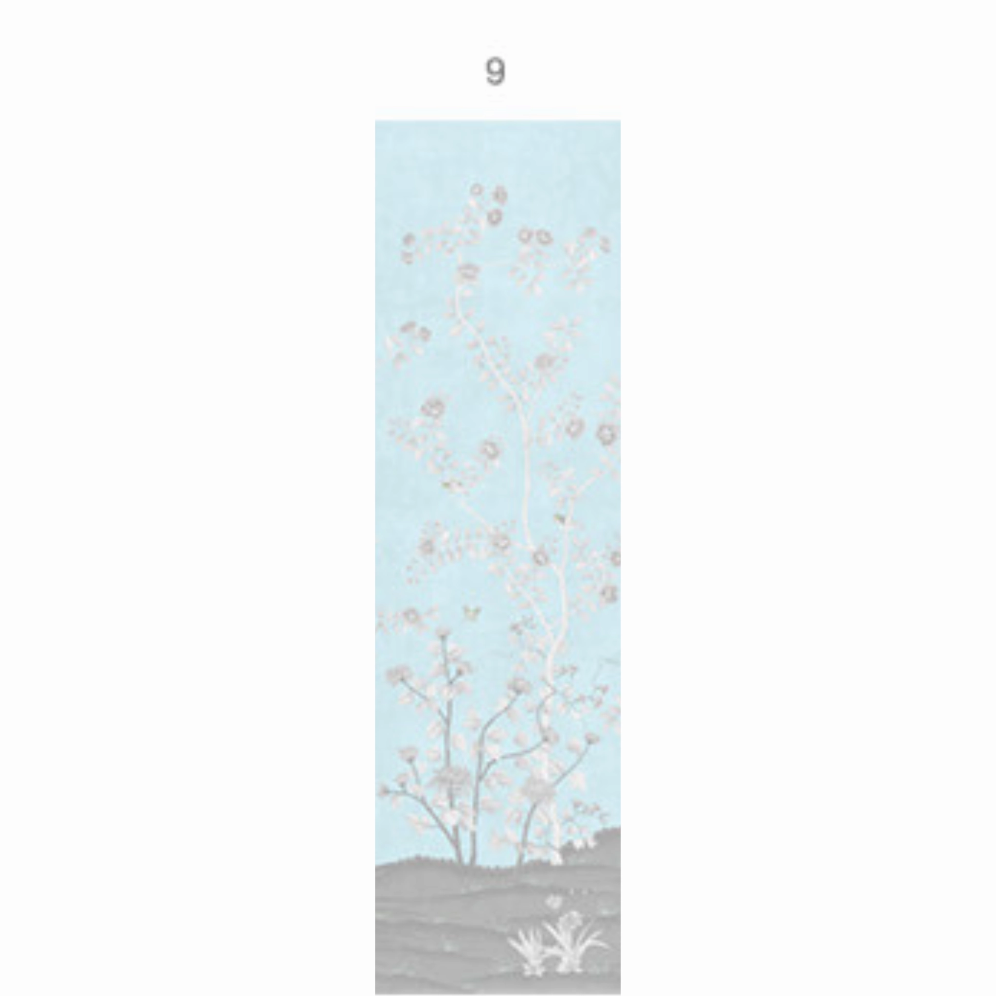 Mughal Garden Chinoiserie Mural Wallpaper Panels in Sky