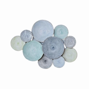 Multi colour metal plates wall decor 70x97cm decorative home ornament