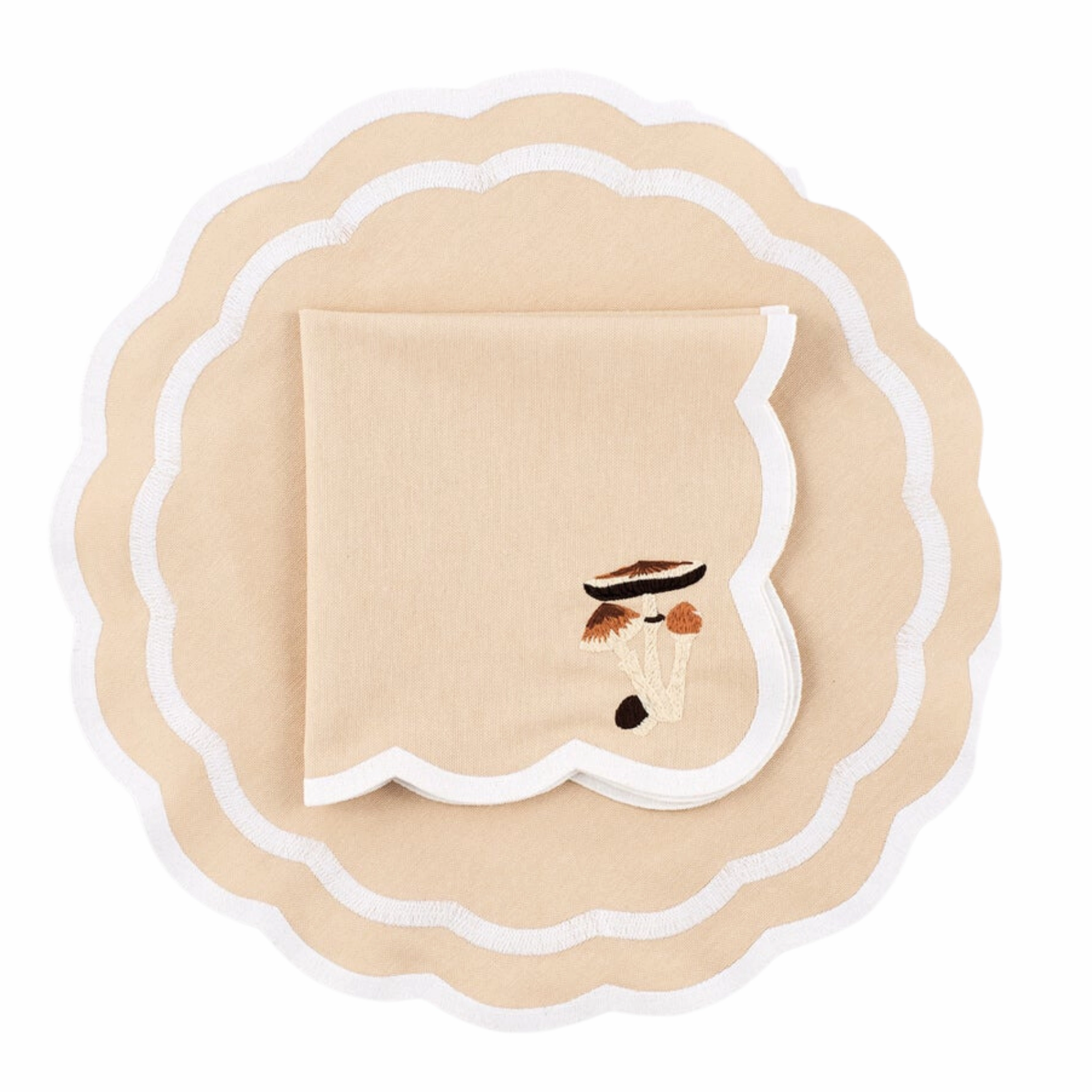 Mushroom Embroidered Placemat & Napkin Set mini desktop sculpture
