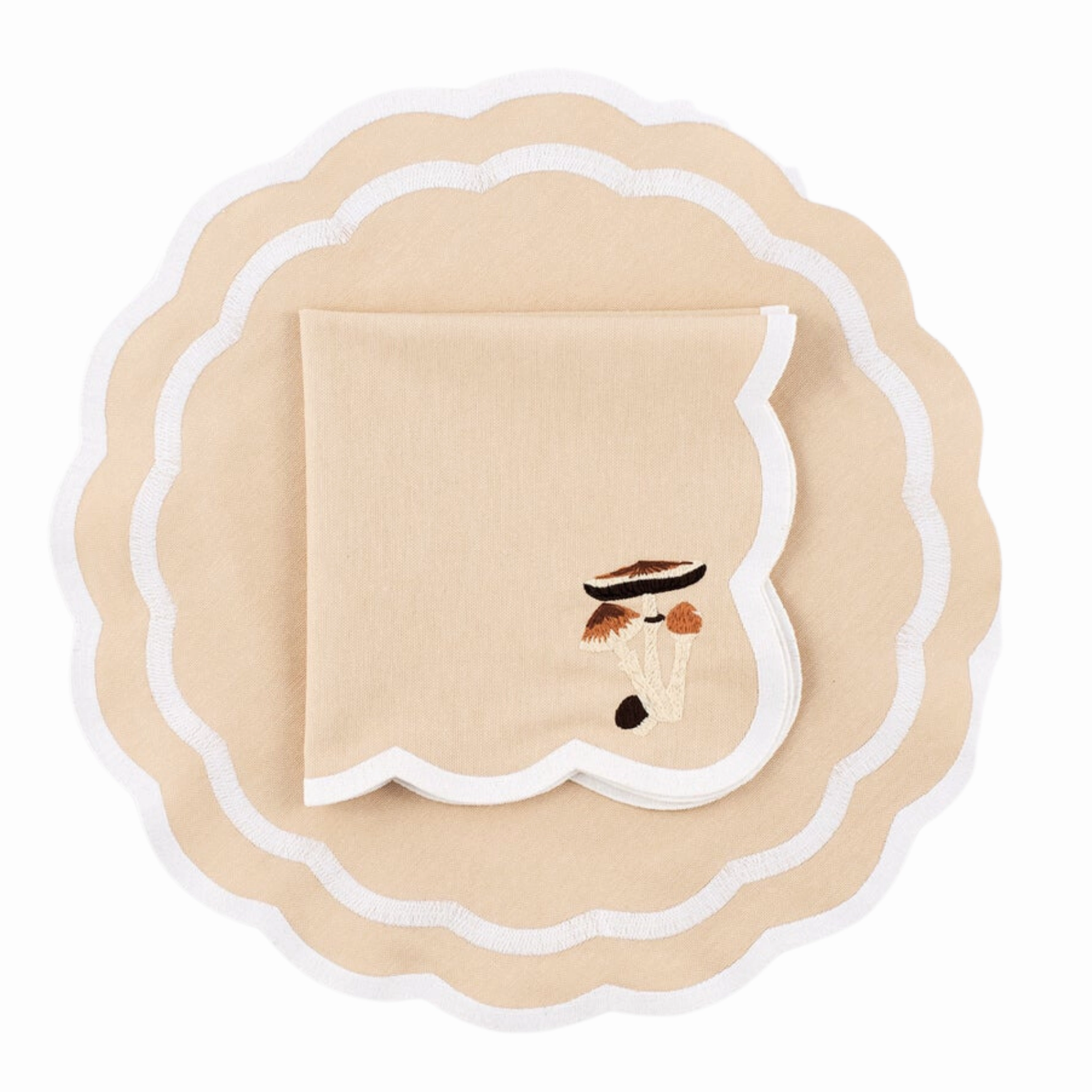 Mushroom Embroidered Placemat & Napkin Set cute desktop display