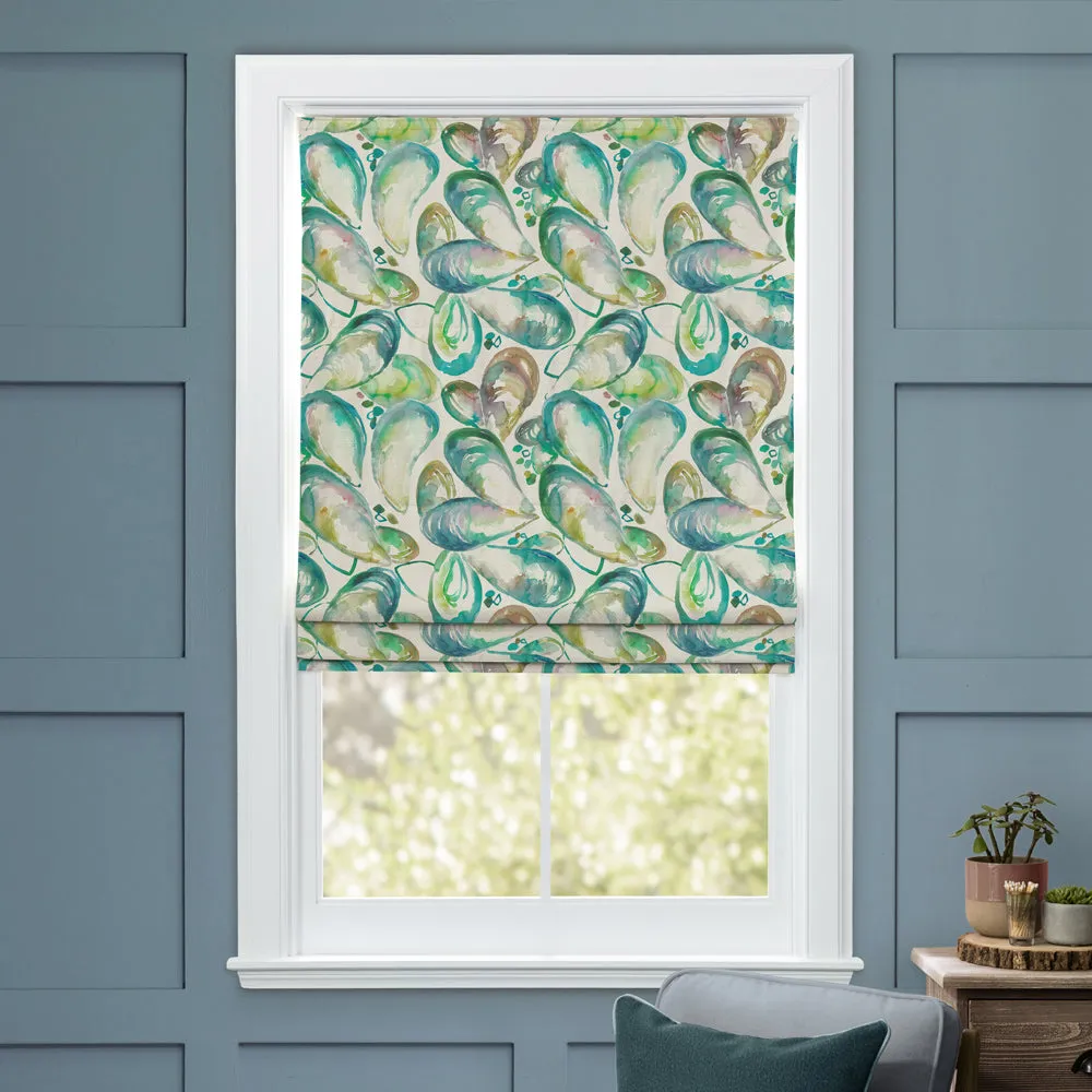 Mussel Shells Printed Cotton Made to Measure Roman Blinds Kelpie