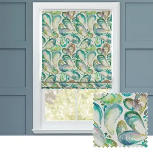 Mussel Shells Printed Cotton Made to Measure Roman Blinds Kelpie chic floor carpet  