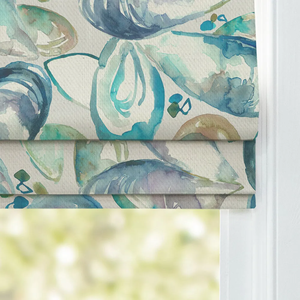 Mussel Shells Printed Cotton Made to Measure Roman Blinds Marine