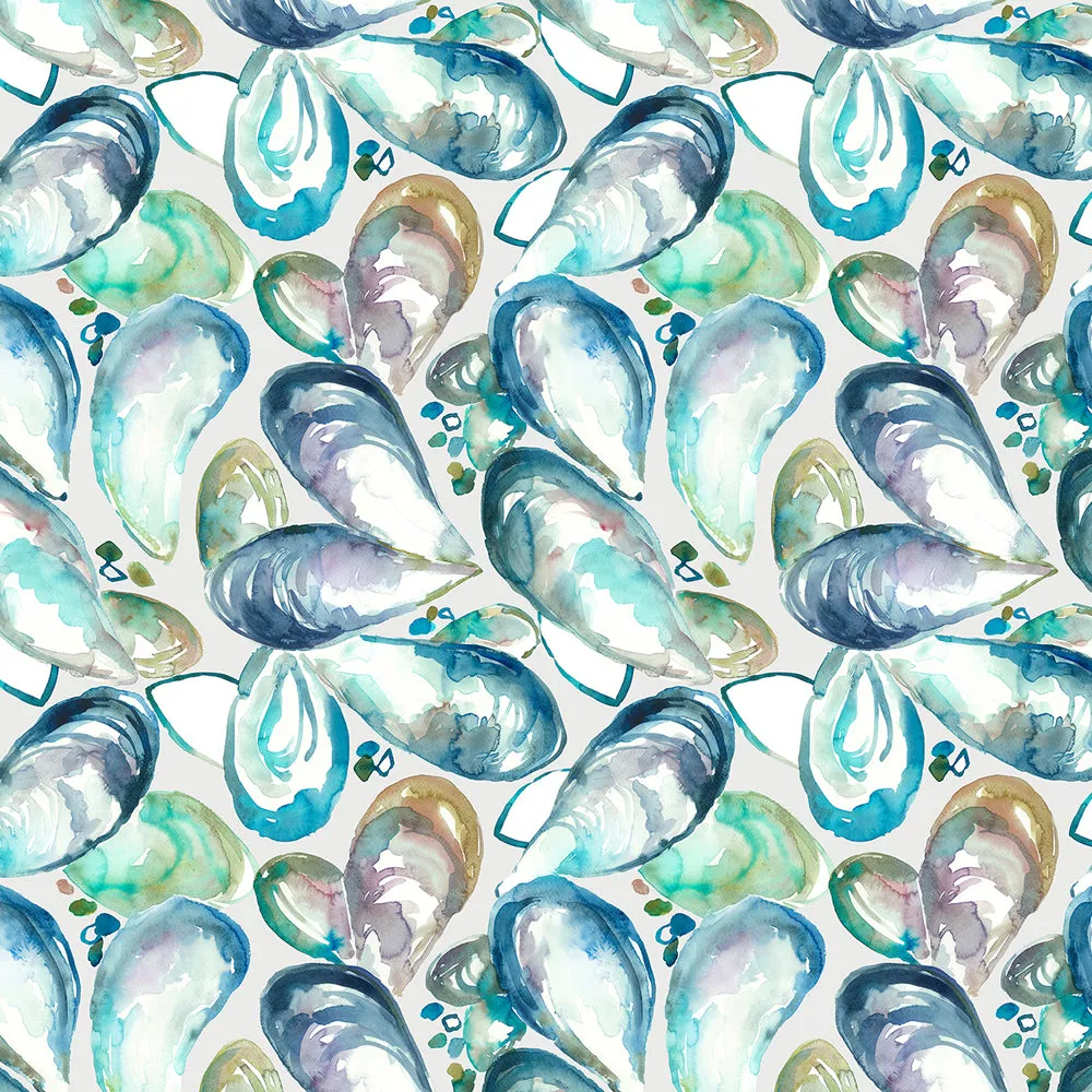 Mussel Shells Printed Cotton Made to Measure Roman Blinds Marine