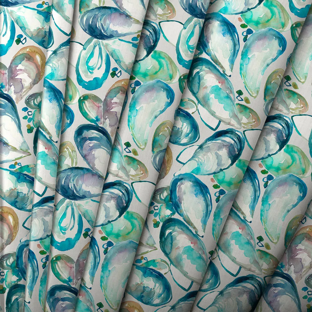 Mussel Shells Printed Cotton Made to Measure Roman Blinds Marine