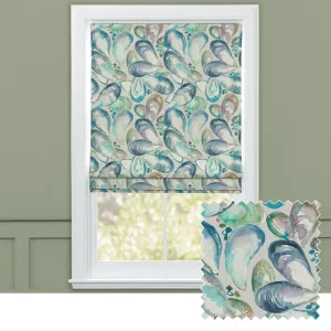 Mussel Shells Printed Cotton Made to Measure Roman Blinds Marine chic floor carpet  