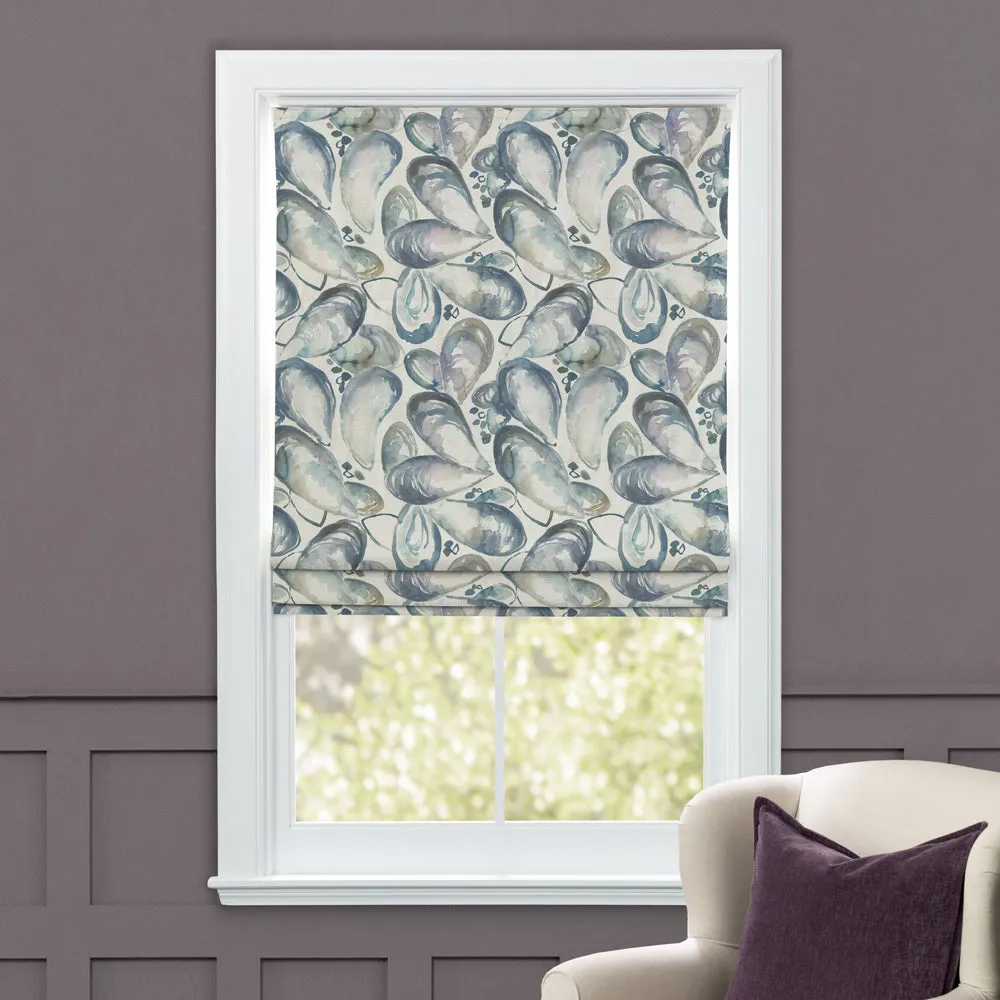 Mussel Shells Printed Cotton Made to Measure Roman Blinds Slate