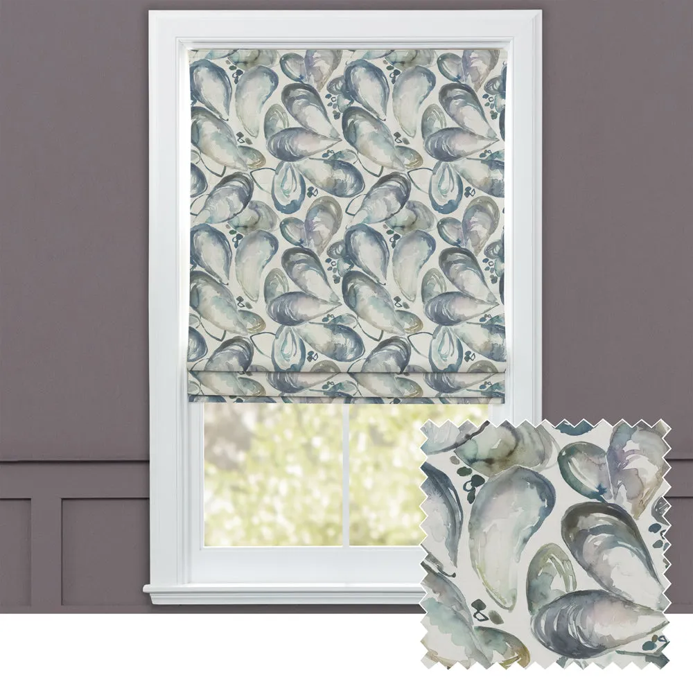 Mussel Shells Printed Cotton Made to Measure Roman Blinds Slate chic floor carpet  