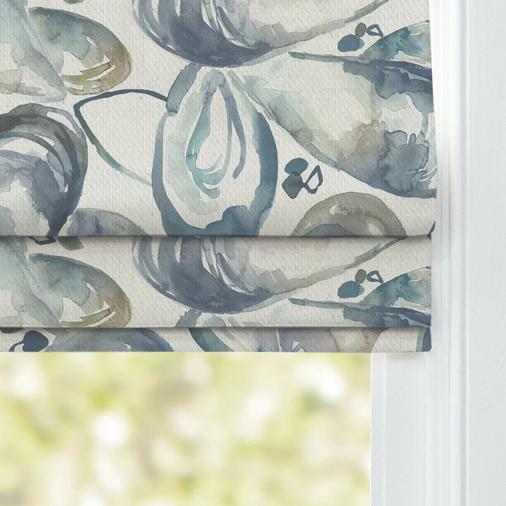 Mussel Shells Printed Cotton Made to Measure Roman Blinds Slate