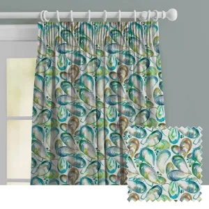 Mussel Shells Printed Made to Measure Curtains Kelpie chic floor carpet  