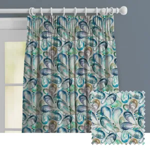 Mussel Shells Printed Made to Measure Curtains Marine chic floor carpet  