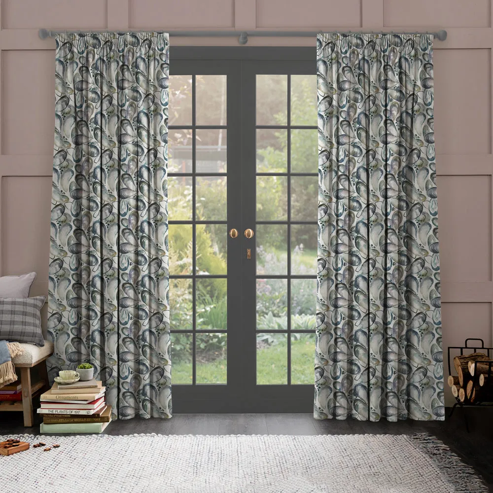 Mussel Shells Printed Made to Measure Curtains Slate
