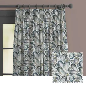 Mussel Shells Printed Made to Measure Curtains Slate chic floor carpet  