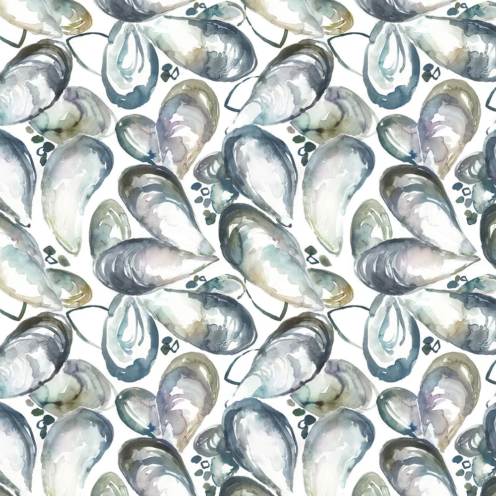 Mussel Shells Printed Made to Measure Curtains Slate