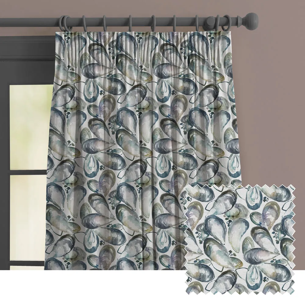 Mussel Shells Printed Made to Measure Curtains Slate chic floor carpet  