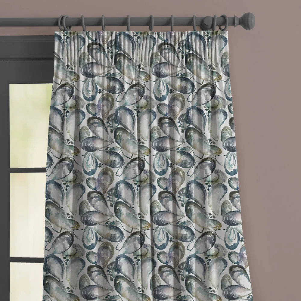Mussel Shells Printed Made to Measure Curtains Slate